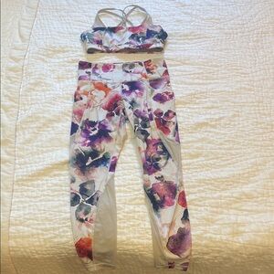 Athleta Multicolor Floral sports bra and leggings